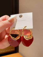 Lacquer Half-Moon Drop Hoop Earrings
